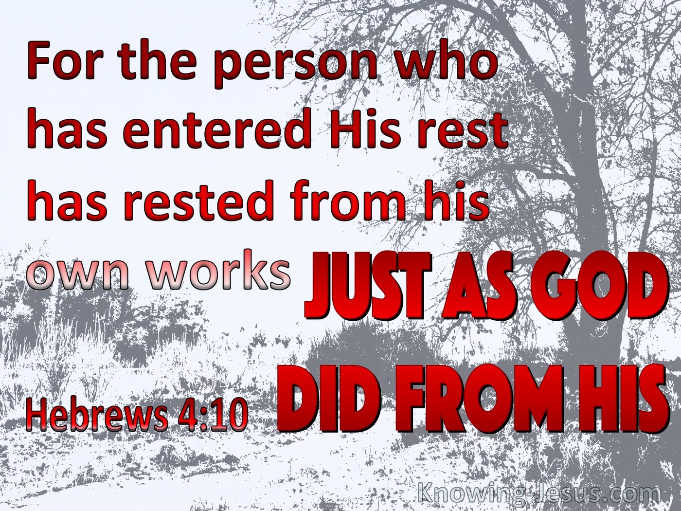Hebrews 4:10 Rest From You Work (red)